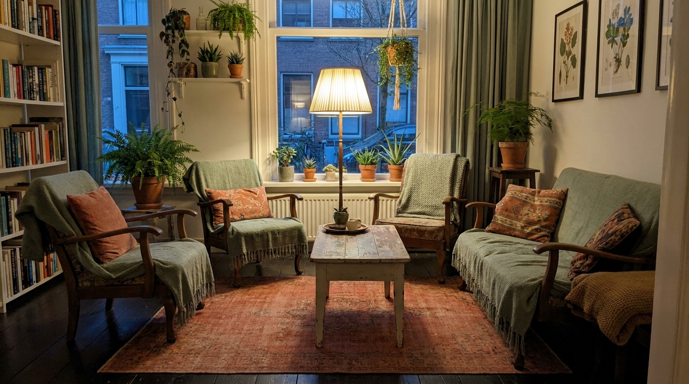 Gezellige woonkamer met een warm interieur: zo doe je dat